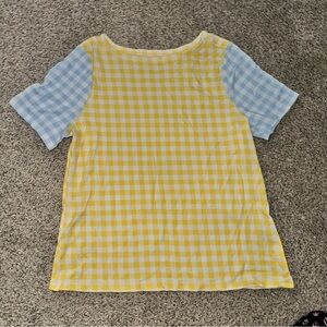 100% Supima Cotton Charter Club Gingham Yellow & Blue Women’s Short Sleeve Shirt